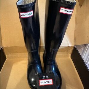 Hunter Glossy Black Tall Boots